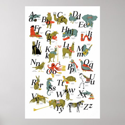Tiere mit Berufen Alphabet Poster (Vorne)