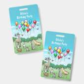Tiere mit farbenfrohen Ballons Ausweis (Vorder- & Rückseite)