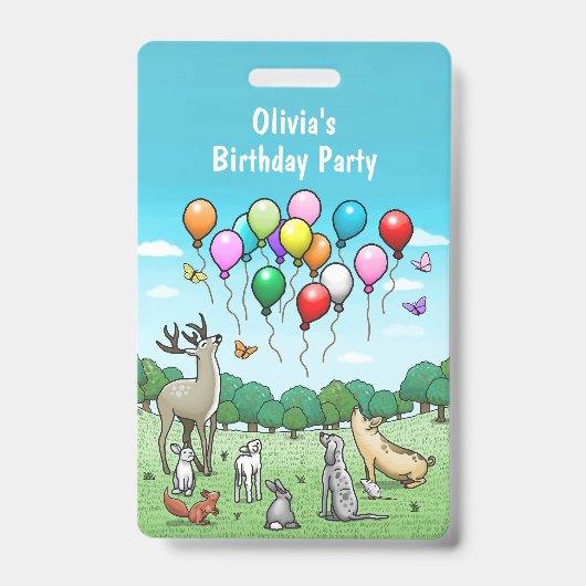 Tiere mit farbenfrohen Ballons Ausweis (Vorderseite)