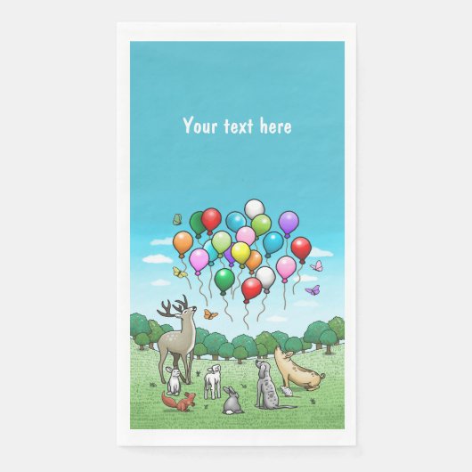 Tiere mit farbenfrohen Ballons Serviette (Vorderseite)