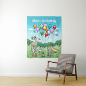 Tiere mit farbenfrohen Ballons Wandteppich (Beispiel)