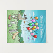 Tiere mit farbenfrohen Ballons Wandteppich (Vorderseite (Horizontal))