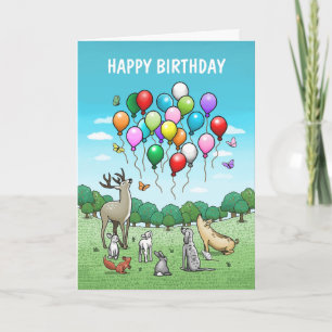 Tiere mit Luftballons Geburtstag Karte
