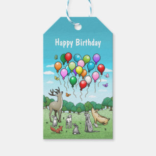 Tiere mit Luftballons Geschenkanhänger