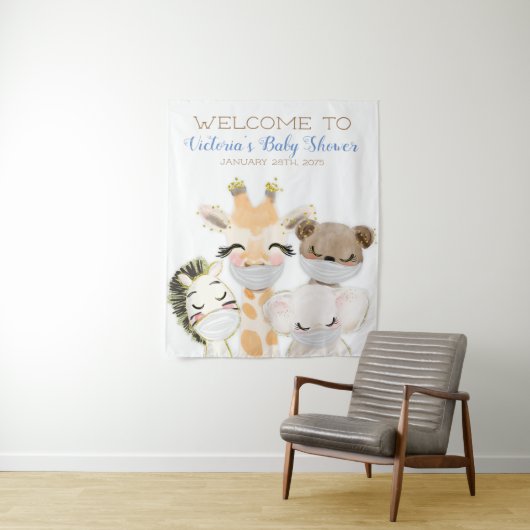 Tiere mit Maske Babydusche im Hintergrund Wandteppich (Beispiel)