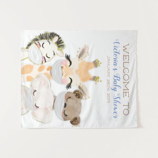 Tiere mit Maske Babydusche im Hintergrund Wandteppich (Vorderseite (Horizontal))