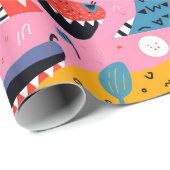 Tiere mit Mustern mit Doodles Wrapping Paper Geschenkpapier (Rolleneckpunkt)
