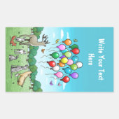 Tiere mit Partyballons Rechteckiger Aufkleber (Vorderseite)