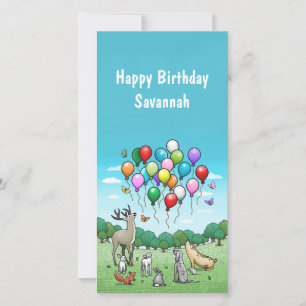 Tiere mit schönen Luftballons zum Geburtstag Karte