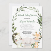 Tiere mit virtueller Babydusche mit Masken Einladung (Vorderseite)