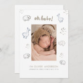 Tiere Moderne Geburtsankündigung Postkarte (Vorne/Hinten)