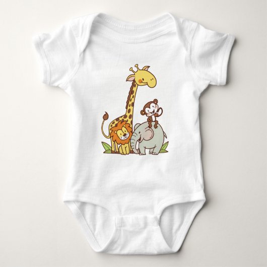 Tiere niedlicher Cartoon - Giraffe, Löwe und Affe Baby Strampler (Vorderseite)