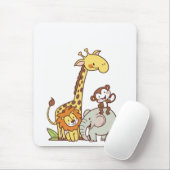 Tiere niedlicher Cartoon - Giraffe, Löwe und Affe Mousepad (Mit Mouse)