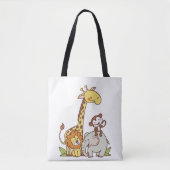 Tiere niedlicher Cartoon - Giraffe, Löwe und Affe Tasche (Vorderseite)