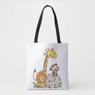 Tiere niedlicher Cartoon - Giraffe, Löwe und Affe Tasche