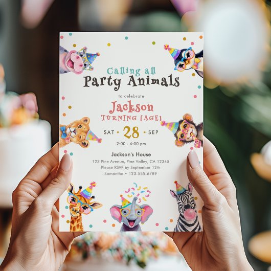 Tiere Party Editables Alter Kindergeburtstagsfeier Einladung