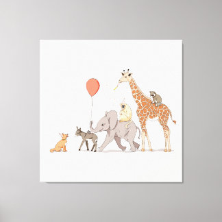 Tiere Party niedliches Kinderzimmer Geburtstagshun Leinwanddruck