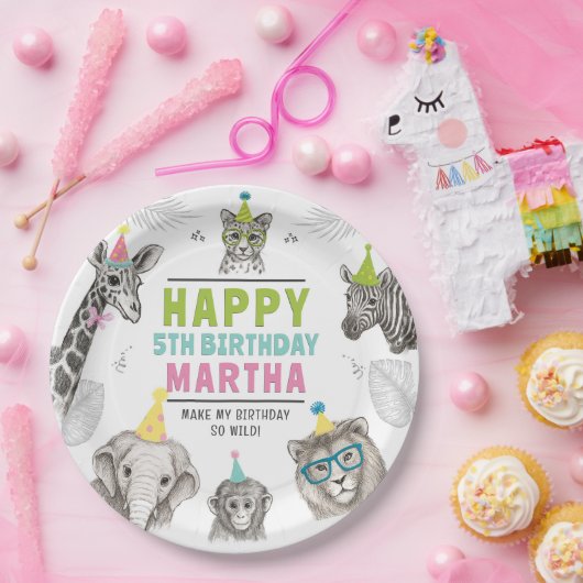 Tiere Party Wildtier Geburtstagspolben Pappteller (Party)