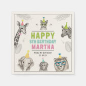 Tiere Party Wildtier Geburtstagspolben Serviette (Vorderseite)