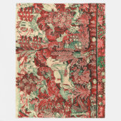 TIERE, PFERDE, HOLZ, Rot, Grün Fleecedecke (Vorderseite)