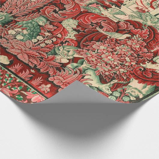 TIERE, PFERDE, HOLZ, Rot, Grün Geschenkpapier (Ecke)