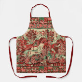 TIERE, PFERDE, HOLZ, Rot, Grün Schürze (Vorderseite)