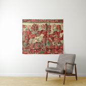 TIERE, PFERDE, HOLZ, Rot, Grün Wandteppich (Beispiel (Horizontal))