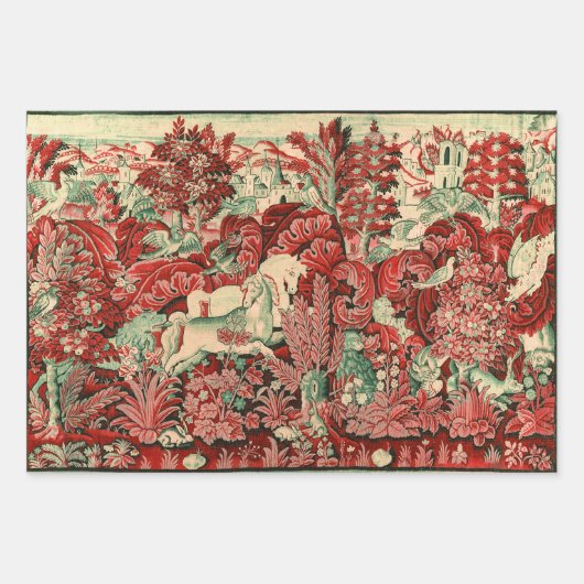 TIERE, PFERDE, HOLZBLUTTEN GESCHENKPAPIER SET (Vorderseite 2)