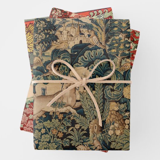 TIERE, PFERDE, HOLZBLUTTEN GESCHENKPAPIER SET (Beispiel)