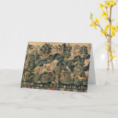 TIERE, PFERDE, HOLZGEBÄUDE, blaugrüne Blüten Karte (Gelbe Blume)