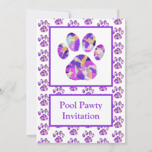 Tiere Pfote Lila Silhouette Pool Party Lila Einladung