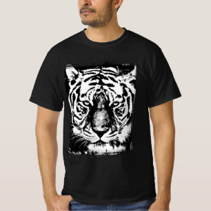 Tiere Pop Art Tiger Gesicht Mens Wert Schwarz T-Shirt