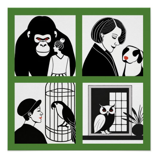 Tiere Quartett Glossy Poster (Vorderseite)