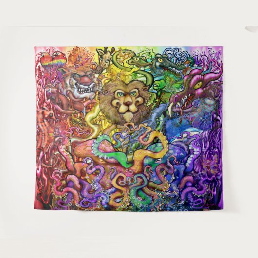 Tiere Regenbogenbänder Wandteppich (Vorderseite (Horizontal))