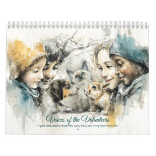 Tiere-Rettungsfreiwillige Wasserfarben-Kunst Kalender