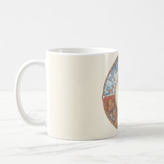 Tiere rund Untersetzer Aufkleber Kaffeetasse (Links)