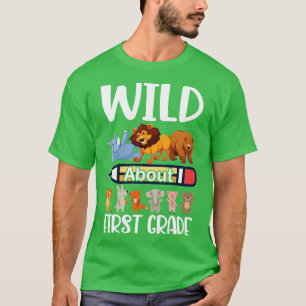 Tiere Schüler Glücklich Zurück Zur Schule Wild Übe T-Shirt