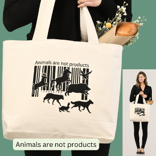 Tiere sind keine Produkte Strichcode Vegan Jumbo Stoffbeutel