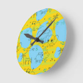 Tiere spielen Baby Muster Hintergrund Runde Wanduhr (Winkel)