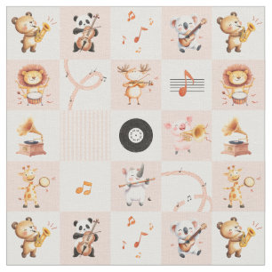 Tiere spielen Musik und singen Lieder Stoff