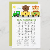 Tiere trainieren Baby Shower Word Search Game (Vorne/Hinten)