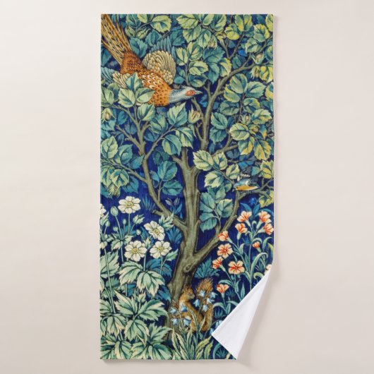 Tiere und Blume, Wald, William Morris Badehandtuch (Badehandtuch)