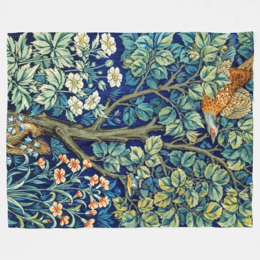 Tiere und Blume, Wald, William Morris Fleecedecke (Vorderseite (Horizontal))