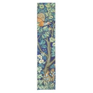 Tiere und Blume, Wald, William Morris Kurzer Tischläufer