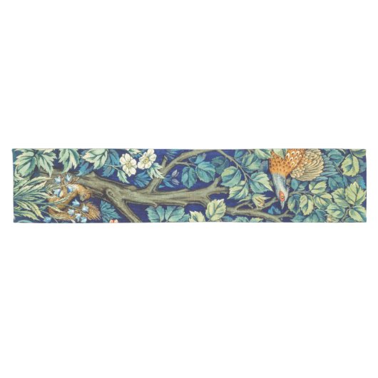 Tiere und Blume, Wald, William Morris Kurzer Tischläufer (Horizontal)