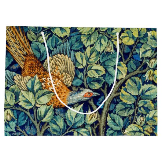 Tiere und Blume, Wald, William Morris Large Große Geschenktüte (Rückseite)