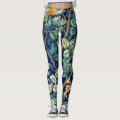 Tiere und Blume, Wald, William Morris Leggings (Vorderseite)