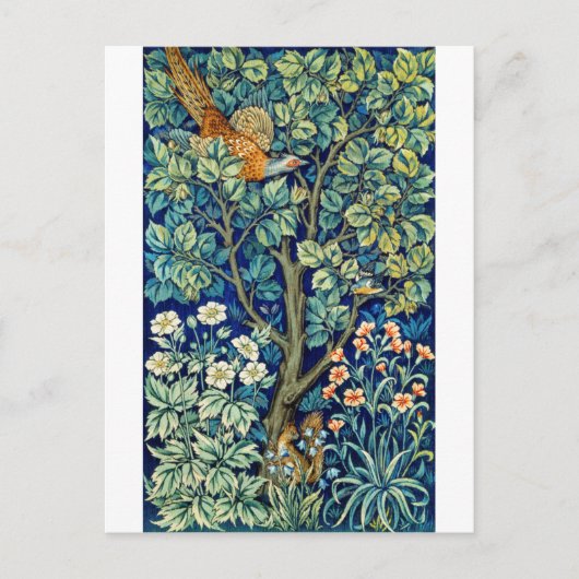 Tiere und Blume, Wald, William Morris Postkarte (Vorderseite)