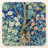 Tiere und Blume, Wald, William Morris Rechteckiger Pappuntersetzer (Vorderseite)