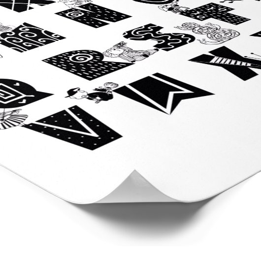 Tiere und Maßnahmen Alphabet Educational Kinderzim Poster (Ecke)